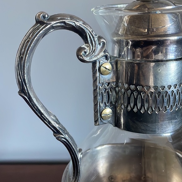 Vintage Raimond Silver Plate Italian Glass Tea Coffee Carafe - Picture 4 of 9